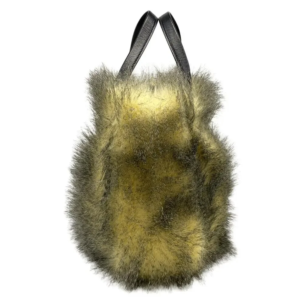 Prada Tote Bag Cream Black Fake Fur Leather - Picture 2 of 8